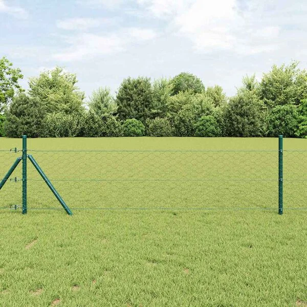 vidaXL Fixation au sol hexagonale 100 x 0, 8 m Acier recouvert de PVC