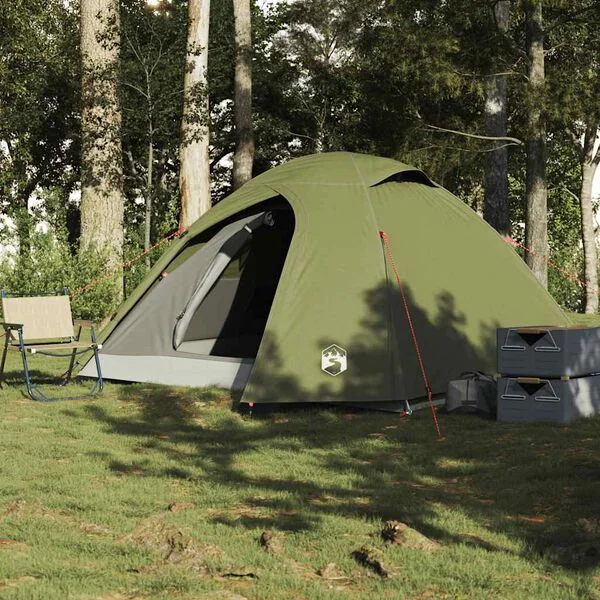 vidaXL Tente de camping à dôme 4 personnes vert olive imperméable