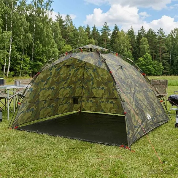 vidaXL Tente de pêche à libération rapide 4 personne Camouflage Léger