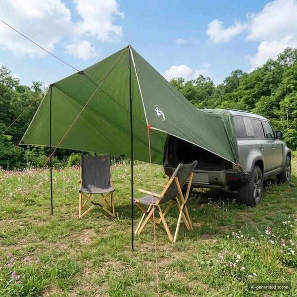 vidaXL Auvent de véhicule Vert 500 x 515 x 215 cm Polyester et Acier