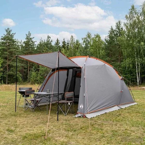 vidaXL Tente tunnel Gris et orange 361 x 235 x 152 cm
