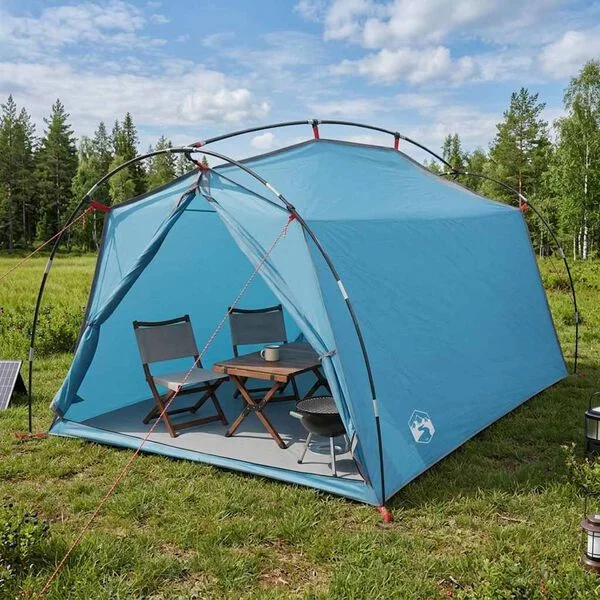 vidaXL Tente tunnel 2 personne Bleu Polyester 185T avec revêtement PU