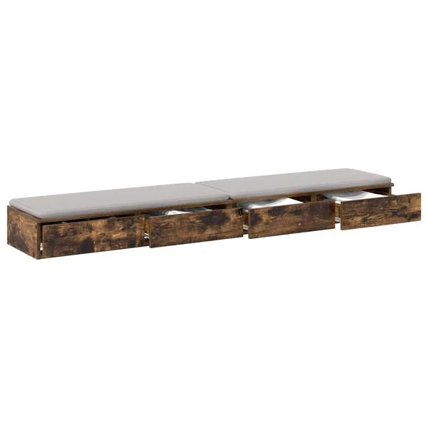 vidaXL Tiroirs de lit avec tiroir Chêne fumé 180 x 36, 5 x 16, 5 cm