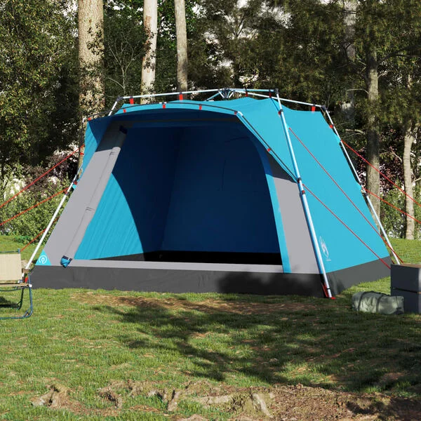 vidaXL Tente de camping cabine 4 personnes bleu libération rapide