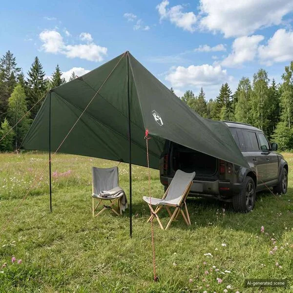 vidaXL Auvent de véhicule Vert armée 500 x 515 x 215 cm