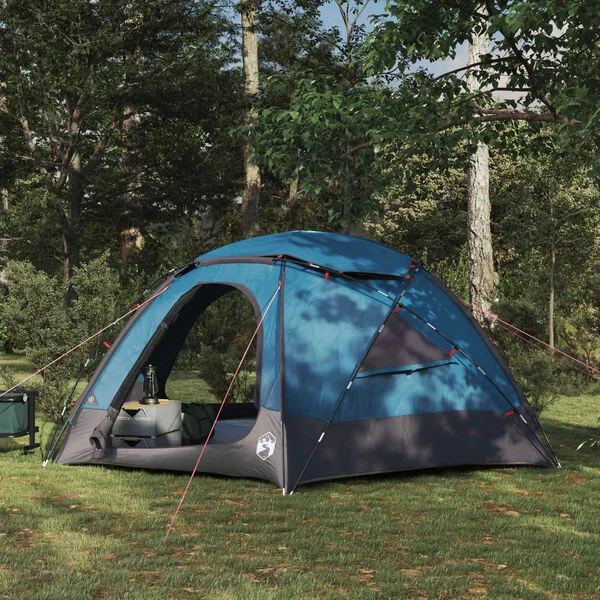 vidaXL Tente en dôme avec housse imperméable amovible 4 personne Bleu