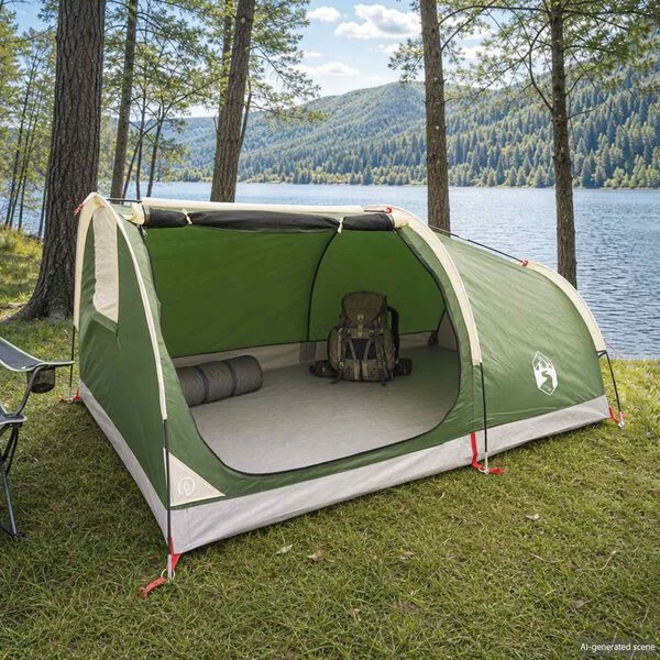 vidaXL Tente de randonnée imperméable 2 personne Vert