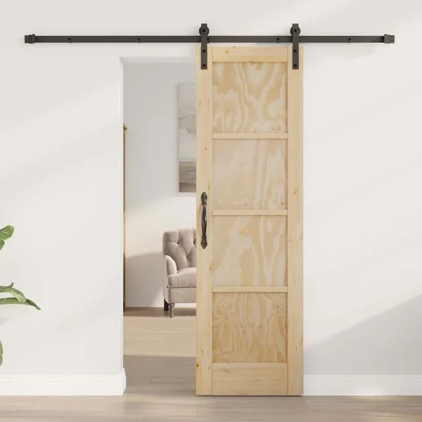 vidaXL Porte coulissante Naturel 61 x 198, 5 cm Bois de pin massif