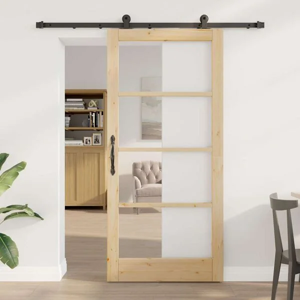 vidaXL Porte coulissante ORKDAL 93 x 202 cm Naturel et noir