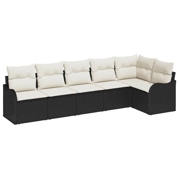 vidaXL Ensemble de canapé de jardin Noir polyrotin