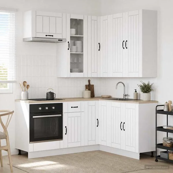 vidaXL Unité de cuisine LUCCA 8 pc Blanc Bois d'ingénierie