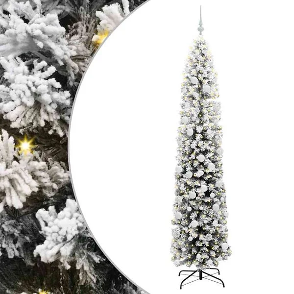 vidaXL Sapin de Noël artificiel Vert 210 cm PVC et acier et plastique