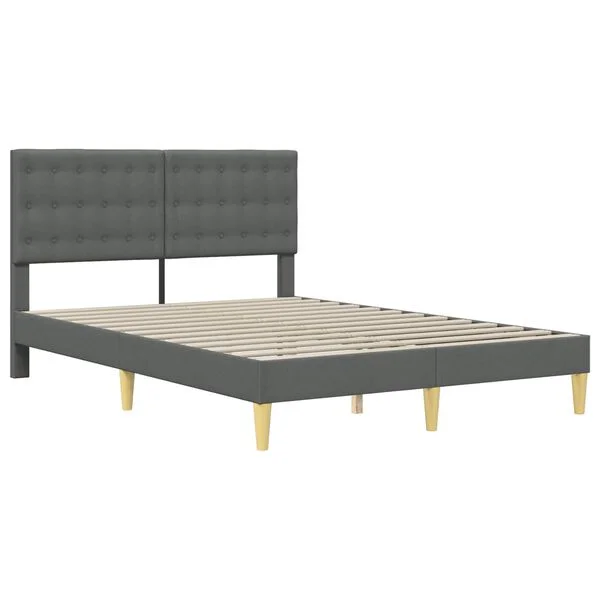 vidaXL Cadre de lit avec tête de lit Gris foncé 140 x 190 cm Tissu