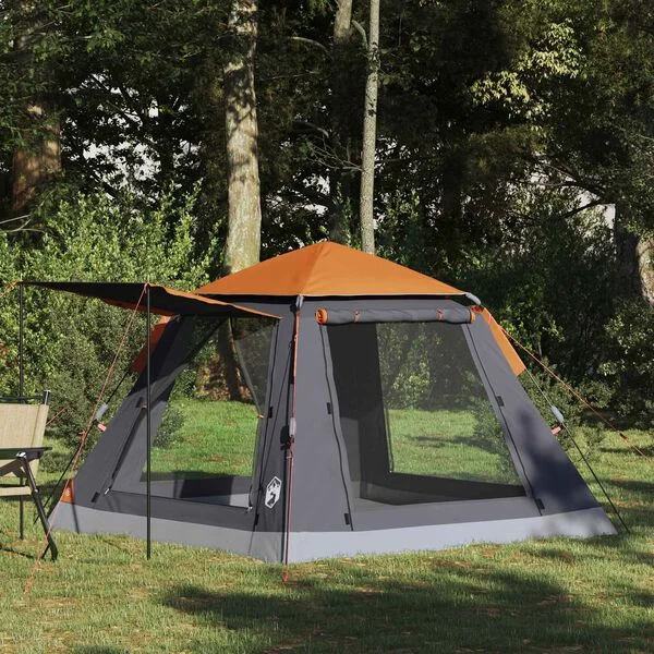 vidaXL 3 personne Gris et orange Polyester 185T