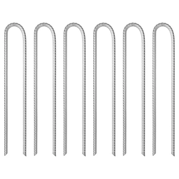 vidaXL Piquets de tente 6pcs en forme de U 337cm Ø11, 3mm acier galvanisé