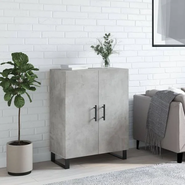 vidaXL Buffet gris béton 69, 5x34x90 cm bois d'ingénierie