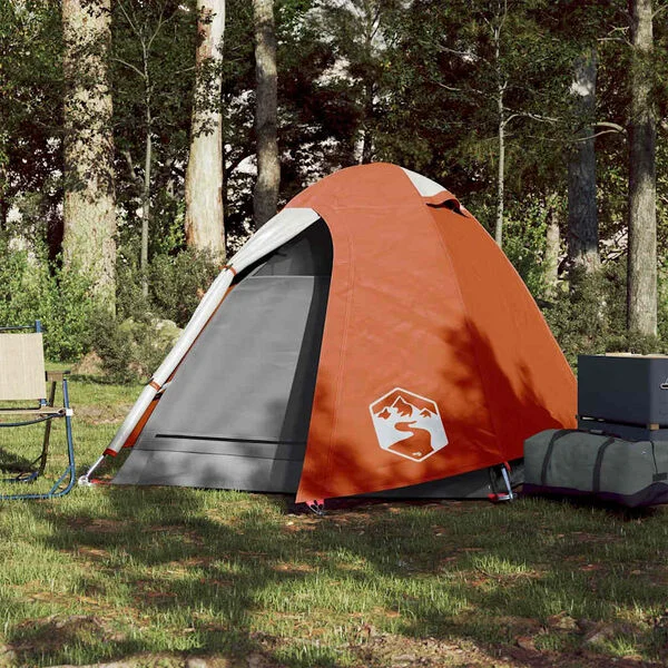 vidaXL Tente de camping à dôme 2 personnes gris et orange imperméable