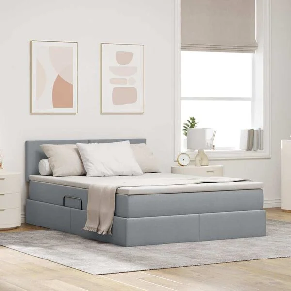 vidaXL Lit avec rangement et matelas Gris clair 140 x 200 cm Velours