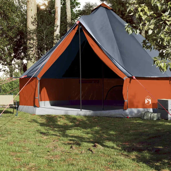 vidaXL Tente familiale tipi 10 personnes gris et orange imperméable