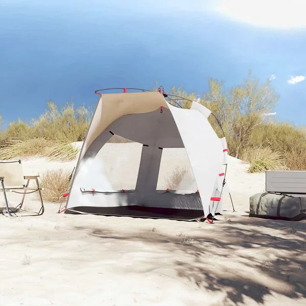 vidaXL Tente de plage 2 personnes gris libération rapide imperméable