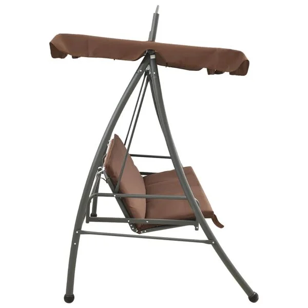 vidaXL Balancelle convertible d'extérieur avec auvent Café