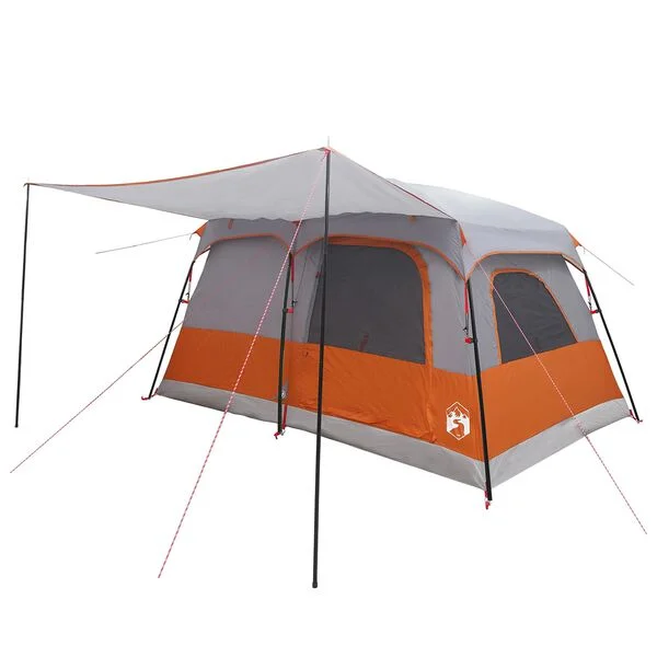 vidaXL Tente familiale 10 personne Gris et orange Polyester et Acier