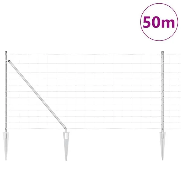 vidaXL Clôture en fil soudé avec pointes 50 x 1, 2 m Acier galvanisé