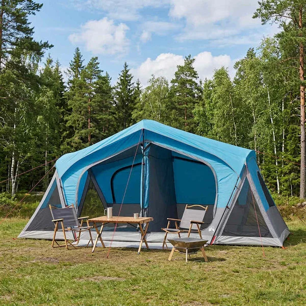 vidaXL Tente Cabane Bleu 10 personnes Polyester et Acier